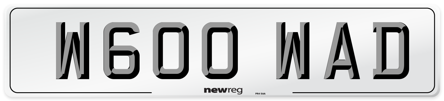 W600 WAD Number Plate from New Reg